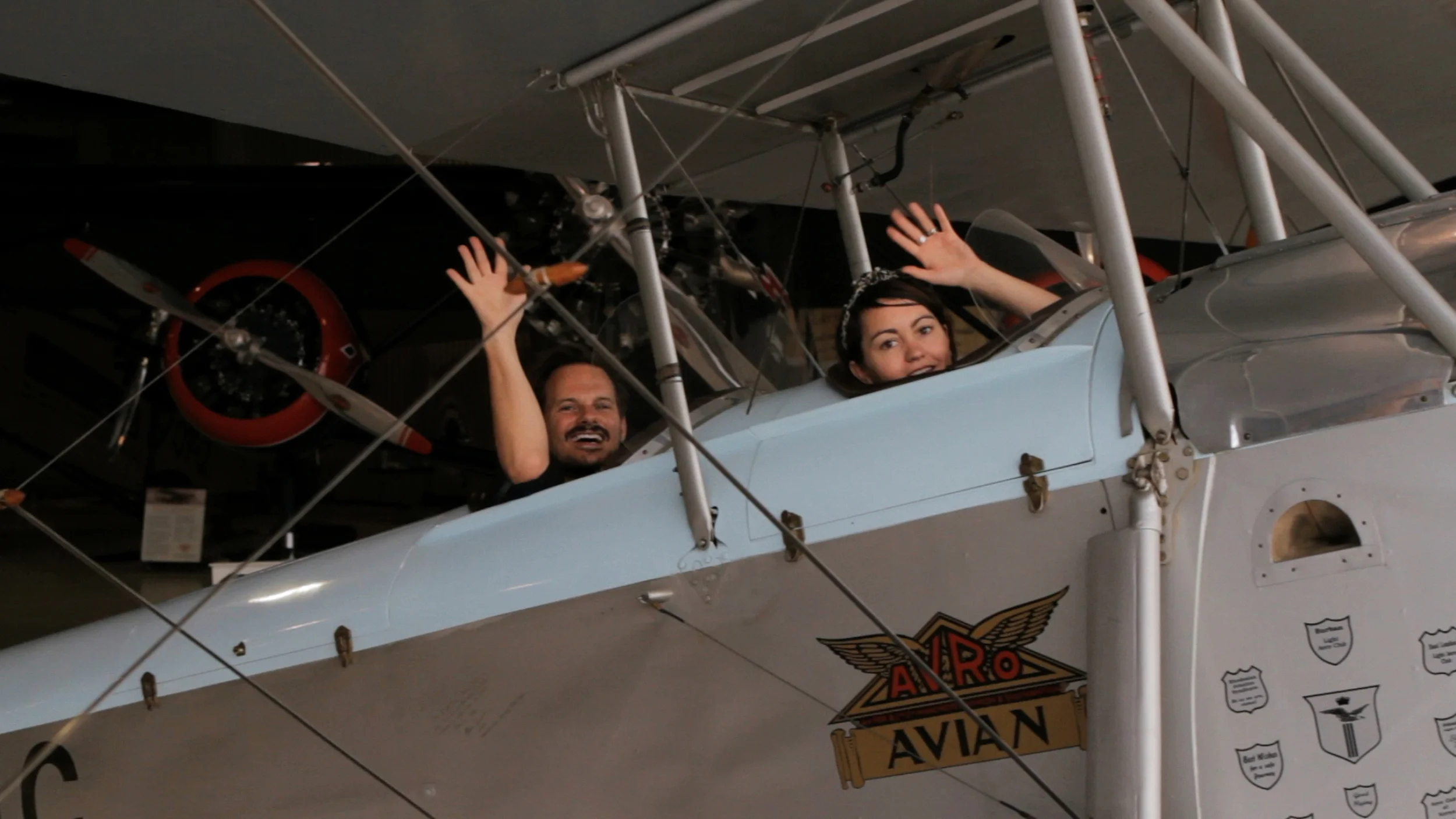 Andrew and Noni in an Avro Avian